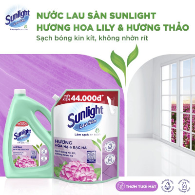 Nước Lau Sàn Sunlight Tinh Dầu Thảo Mộc Hương Hoa Hạ Bạc Hà Túi 3.6KG