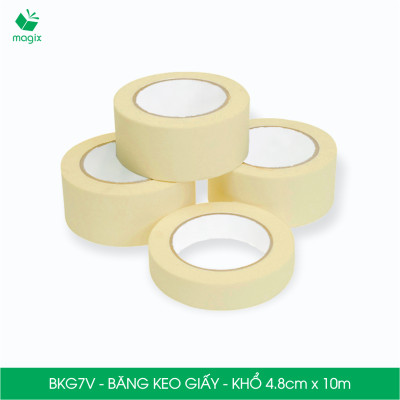 BKG7V - Block 3 cuộn băng keo giấy khổ 4.8cm x 10m - Băng dính giấy viết được, chặn màu sơn