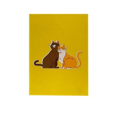 Thiệp 3D Pop Up Đôi Mèo Tình Yêu – Thiệp Valentine, Thiệp Sinh Nhật, Thiệp Lãng Mạn Độc Đáo