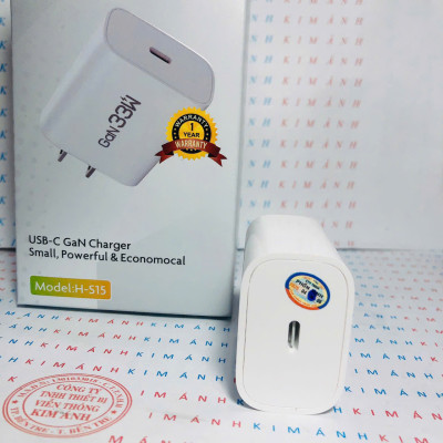Củ sạc nhanh GaN Ham mer H-S15 công suất 33W, Check Qr hàng chính hãng, bảo hành chính hãng 12 tháng