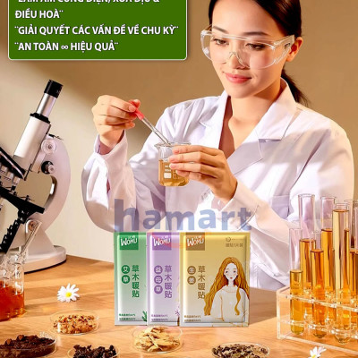 Miếng Dán Đau Bụng Kinh Hamart Dán Chườm Ấm Bụng Giữ Nhiệt Cơ Thể 3 Vị Thảo Dược Thiên Nhiên