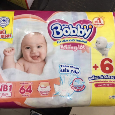 MIẾNG LÓT SƠ SINH BOBBY NB1 64 MIẾNG