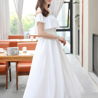 Váy maxi xòe voan đẹp trơn màu, đầm đi biển có bèo xinh xắn, dễ mặc, có size lớn | MX017