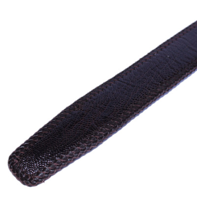 HJ4457-61-65-69 - Dây nịt nam da đà điểu đan viền đầu kim màu đen, nâu đất, vàng bò, nâu đỏ