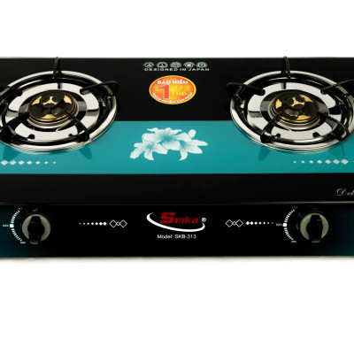 Bếp Gas Đôi Mặt Kính Sen Đồng Seika SKB313 - Hàng Chính Hãng