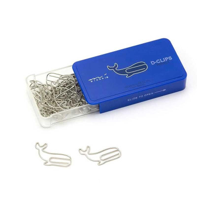 Hộp 30 Kẹp Giấy D-Clip Midori 43181 - Hình Cá Voi
