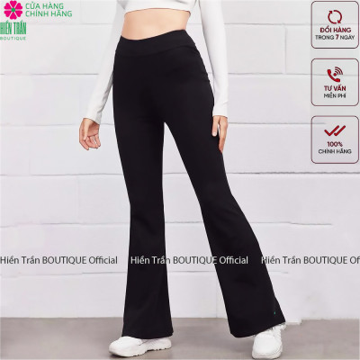 Quần ống loe Hiền Trần BOUTIQUE nữ lưng cạp cao co giãn form đẹp legging bigsize vải Umi Hàn dày dặn dáng dài