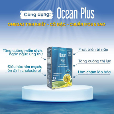 Viên Uống Dầu Cá Omega 3 Ocean Plus, Giúp Bổ Mắt, Não, Tim, Đẹp Da Hộp 30 Viên