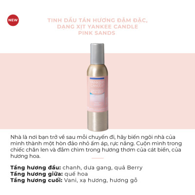 Tinh dầu tán hương đậm đặc, dạng xịt Yankee Candle - Pink Sands (42.5g)