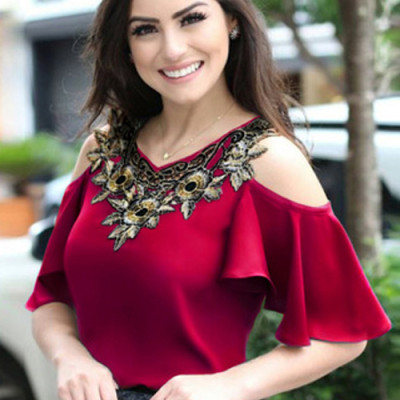 Áo trễ vai nữ thiêu hoa dành cho người mập