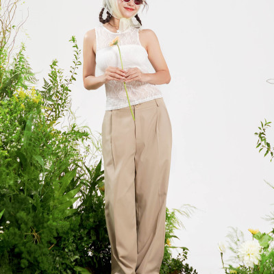 DOTTIE - Áo sát nách vải ren - Trắng - T0803