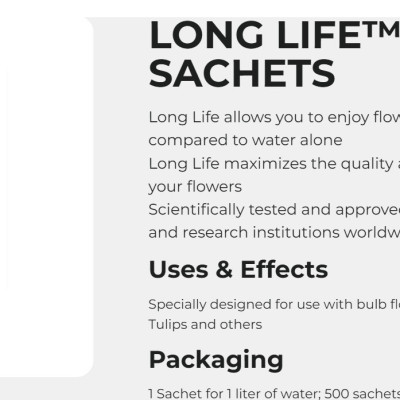 Thuốc cắm hoa Lily lâu tàn nhập khẩu Israel (1 hộp 5 gói  pha 50L nước că) hiệu Longlife Bulbs Premium 2023 giúp hoa tulip và hoa lily tươi gấp 2 lần và 14 ngày không thay nước