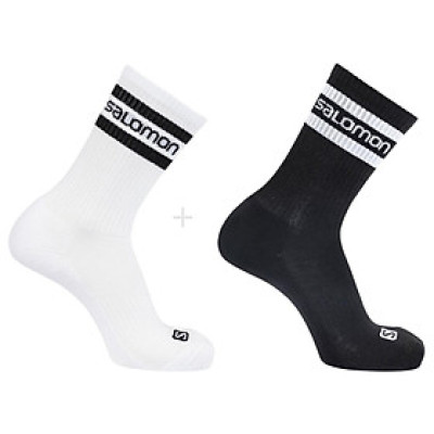 Tất vớ thể thao Salomon có Cotton 365 CREW 2-PACK WHITE/BK LC1445400