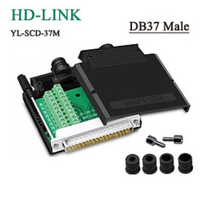Đầu bấm cổng DB37 đực Male bắt vít kèm vỏ ốp nhựa chân đồng HD-LINK YL-SCD-37M. Hàng chính hãng !!! 