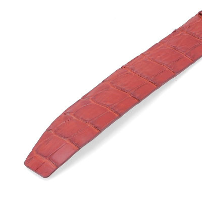 HP4845 - Dây nịt nam da cá sấu Huy Hoàng nguyên con 4P bát gài đầu kim màu nâu đỏ