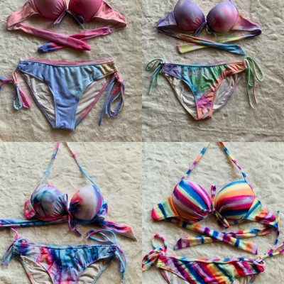 Bikini Tam Giác Có Gọng Nâng Ngực Họa Tiết
