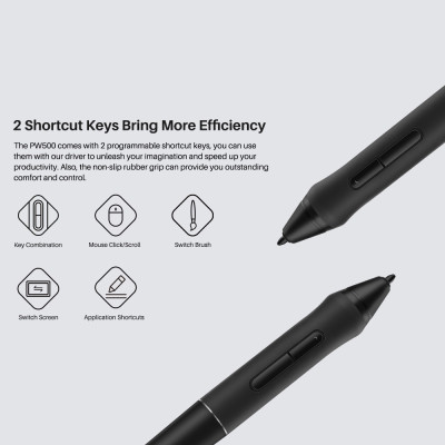 Huion PW500 Digital Pen Battery-free Drawing Pen with 2 Programmable Buttons for Huion GT-221 Graphic Tablet