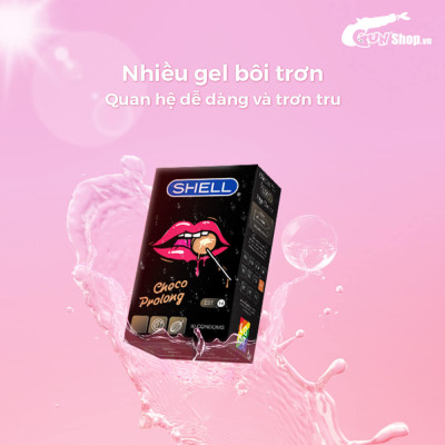 Bao cao su Shell Choco Prolong kéo dài thời gian, hương chocolate - Hộp 10 cái