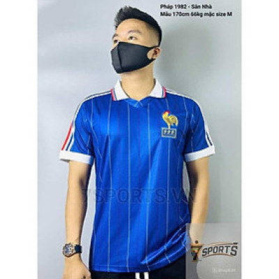 Áo Bóng Đá Retro Tuyển Pháp 1982 - Sân Nhà bản cao cấp vải Cotton Polyester