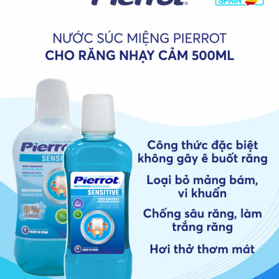 [ Mua 2 tặng 1 chỉ kẽ răng ]  Nước súc miệng cho răng nhạy cảm Pierrot 500ML