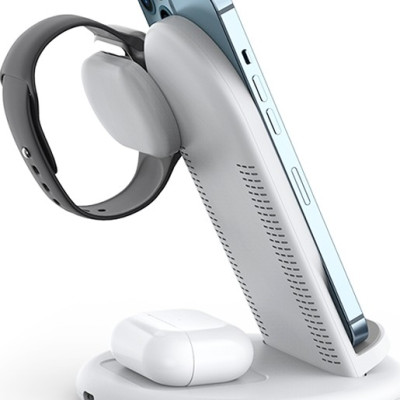 DOCK SẠC KHÔNG DÂY ĐỂ BÀN WIWU POWER AIR PA3IN1 dành cho điện thoại thông minh, apple watch, tai nghe hỗ trợ sạc nhanh - Hàng chính hãng
