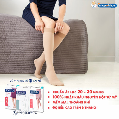 Vớ y khoa bầu JOBST UltraSheer - Siêu mỏng, màu da, kín ngón, 20-30mmHg, giãn tĩnh mạch chân (tất y khoa)