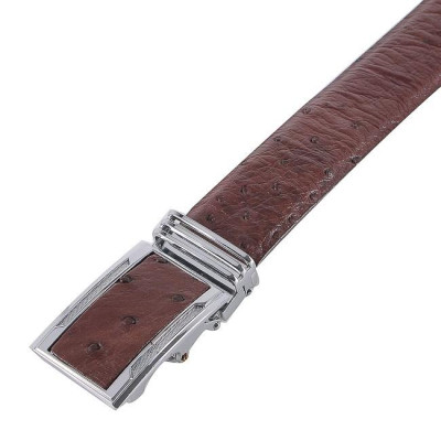 HC4444 - Dây nịt nam da đà điểu Huy Hoàng 3,5P da hột màu nâu đất