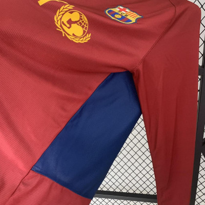 Áo Bóng Đá Retro Barcelona 2008 Dài Tay - Sân Nhà bản cao cấp vải Cotton Polyester