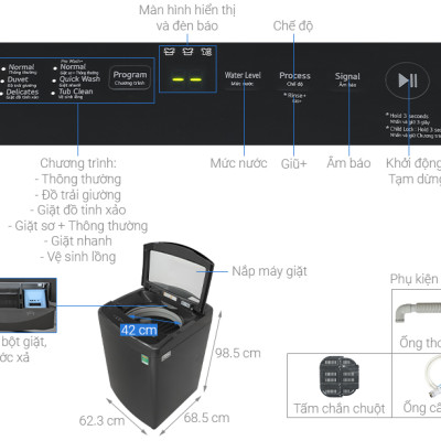 Máy giặt LG TurboDrum Inverter 12 kg T2512VBTB - HÀNG CHÍNH HÃNG - CHỈ GIAO HCM