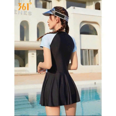 Váy Bơi Nữ Liền Ngắn Tay Thanh Lịch