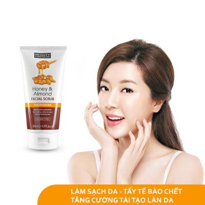 Sữa rửa mặt Beauty Formulas Honey and Almond Facial Scrub 150ml - tẩy tế bào chết mật ong và hạnh nhân