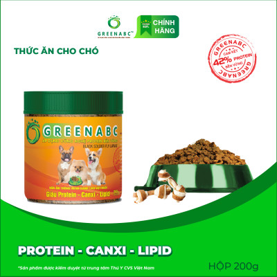 Thức ăn cho Chó GREENABC - Bột bổ sung đủ dinh dưỡng protein 44.9%, canxi 1.33%, lipid 20.1% giúp tiêu hóa tốt, tăng đề kháng, lông mượt - Hộp 200g