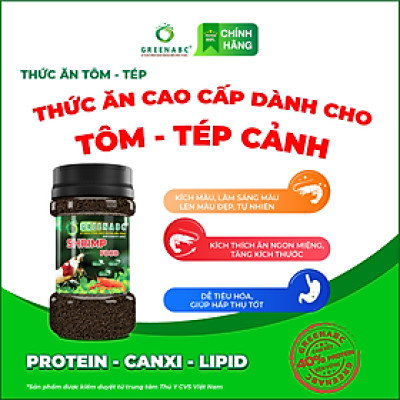 Thức ăn Tôm Tép cảnh GREENABC - Protein 40, kích màu, lên màu đẹp, dễ tiêu hóa, tăng đề kháng - Hộp 68g
