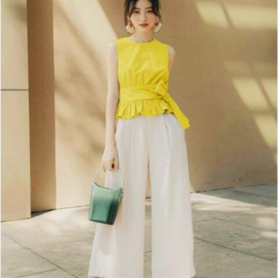 Set quần ống rộng và áo peplum sang trọng