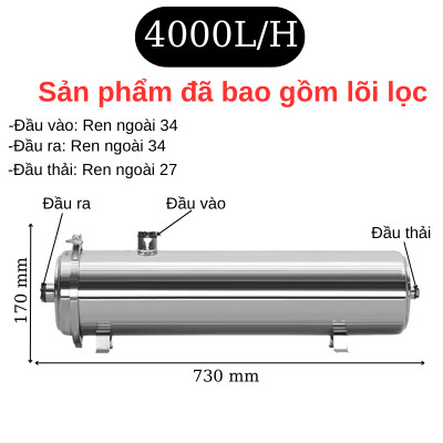 Máy lọc nước UF Lõi Lọc PVDF, lọc nước đầu nguồn, lọc nước sinh hoạt, nước máy, công suất 4000L/giờ, hàng nhập khẩu