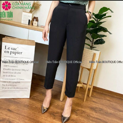 Quần tây nữ Hiền Trần BOUTIQUE lưng cạp cao âu công sở đẹp màu đen đồ đi học form chuẩn tôn dáng