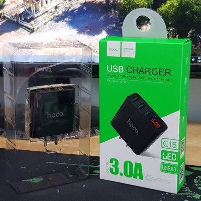 Adapter Sạc 3 Cổng 3A Hoco C15 - Hàng Chính Hãng - Shop Thế giới số - Hàng Chính Hãng