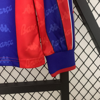 Áo Bóng Đá Retro Barcelona 1996 Dài Tay - Sân Nhà Bản Kỷ Niệm bản cao cấp vải Cotton Polyester