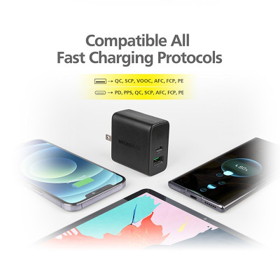 Củ sạc MicroPack POWER SERVER GaN 65W MWC-265PD Nhỏ Gọn Tặng Kèm Đầu Cắm US/ EU/ UK Hàng Chính Hãng