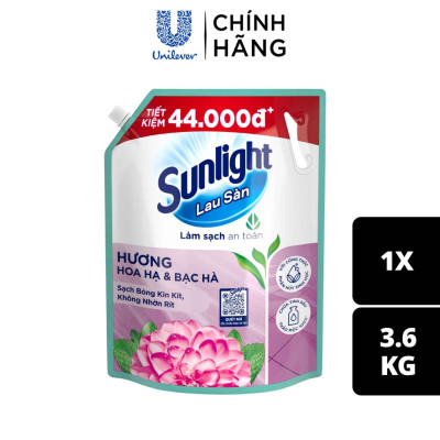 Nước Lau Sàn Sunlight Tinh Dầu Thảo Mộc Hương Hoa Hạ Bạc Hà Túi 3.6KG