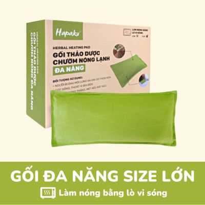 Gối chườm nóng thảo dược đa năng cho vùng cổ, lưng bụng, đầu gối, giảm nhức mỏi, thư giãn, gối ngủ ngon dùng lò vi sóng làm nóng - Hapaku