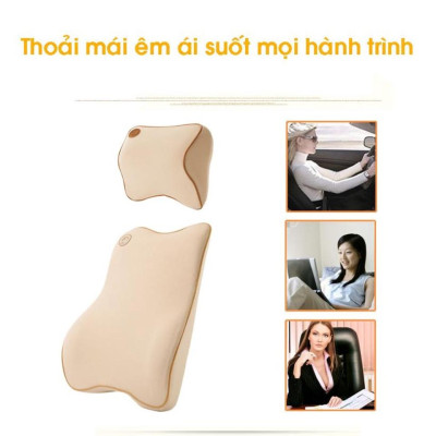 Gối Tựa Đầu, Gối Tựa Lưng Cao Su Non Cao Cấp Dùng Cho Xe Ô Tô gối công thái học, đảm bảo thoáng khí khi lái xe đường xa
