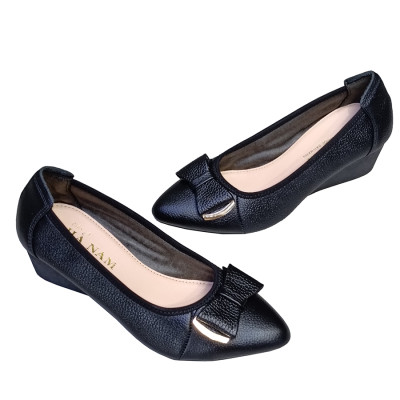 Giày Nữ Búp Bê Đế Xuồng HÀ NAM Da Bò Thật Thời Trang cao 5cm GBBN2042