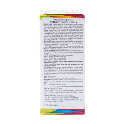 Siro Nutrigen Propolis Syrup tăng đề kháng, hỗ trợ hô hấp cho trẻ em (200ml)