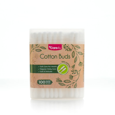 Combo 3 hộp Tăm bông thân giấy Care4u  Pierrot 100 que/ hộp
