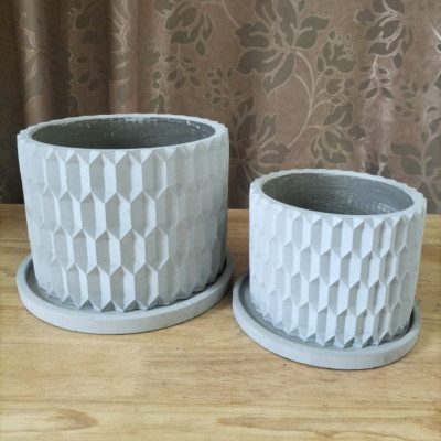 Chậu Xi măng trồng cây ORIGAMI PL10 màu Ximang nguyên bản, chính hãng, trồng hoa kiểng lá, ban công, sân vườn, chậu cây decor bàn làm việc