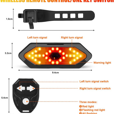 Đèn hậu Xi Nhan xe đạp Kiotool không dây pin sạc 5 chế độ sáng