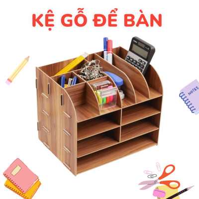 Kệ gỗ, hộp gỗ để bàn, kệ hồ sơ, hộp gỗ đựng tài liệu kết hợp đựng bút, kệ đựng tài liệu bằng gỗ
