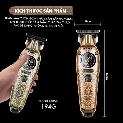 Tông đơ chấn viền Kemei KM-1576 lưỡi cắt mạ carbon cao cấp công suất 5W, điều chỉnh 3 mức tốc độ - Chính hãng