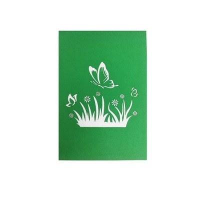 Thiệp 3D Bướm Xanh Giữa Cánh Đồng Hoa Cúc – Thiệp Pop Up Độc Đáo, Tặng Sinh Nhật, 8/3, 20/10, Valentine, A42
